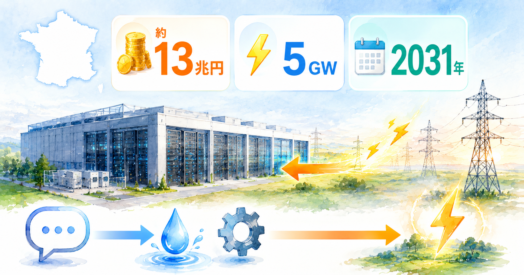 ソフトバンク、フランスに最大約13兆円のAIデータセンター——「賢いソフト」の裏にある電力と土地の争奪戦 インフォグラフ