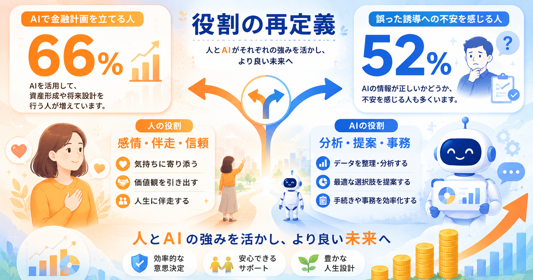 AIは金融アドバイザーを代替するのか——2026年、答えは「完全代替」ではなく「役割の再定義」 インフォグラフ